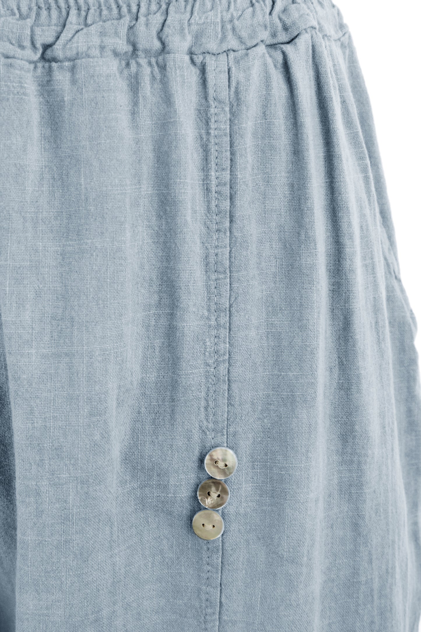 Button Detail Cropped Linen Trouser