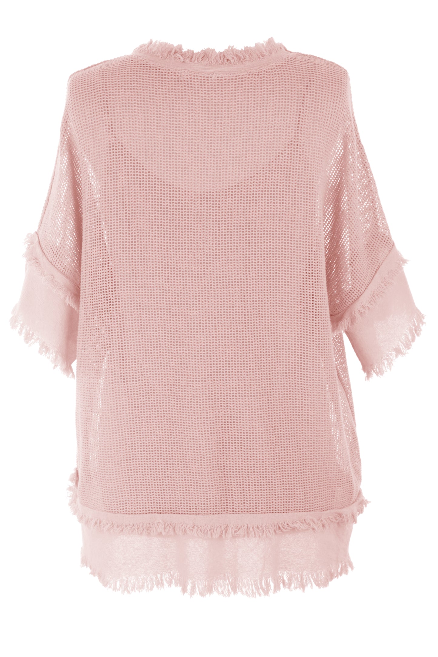 Frayed Trim Mesh Top with Vest