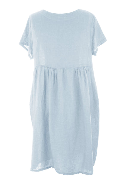Short Sleeve 2 Pocket Linen Dress