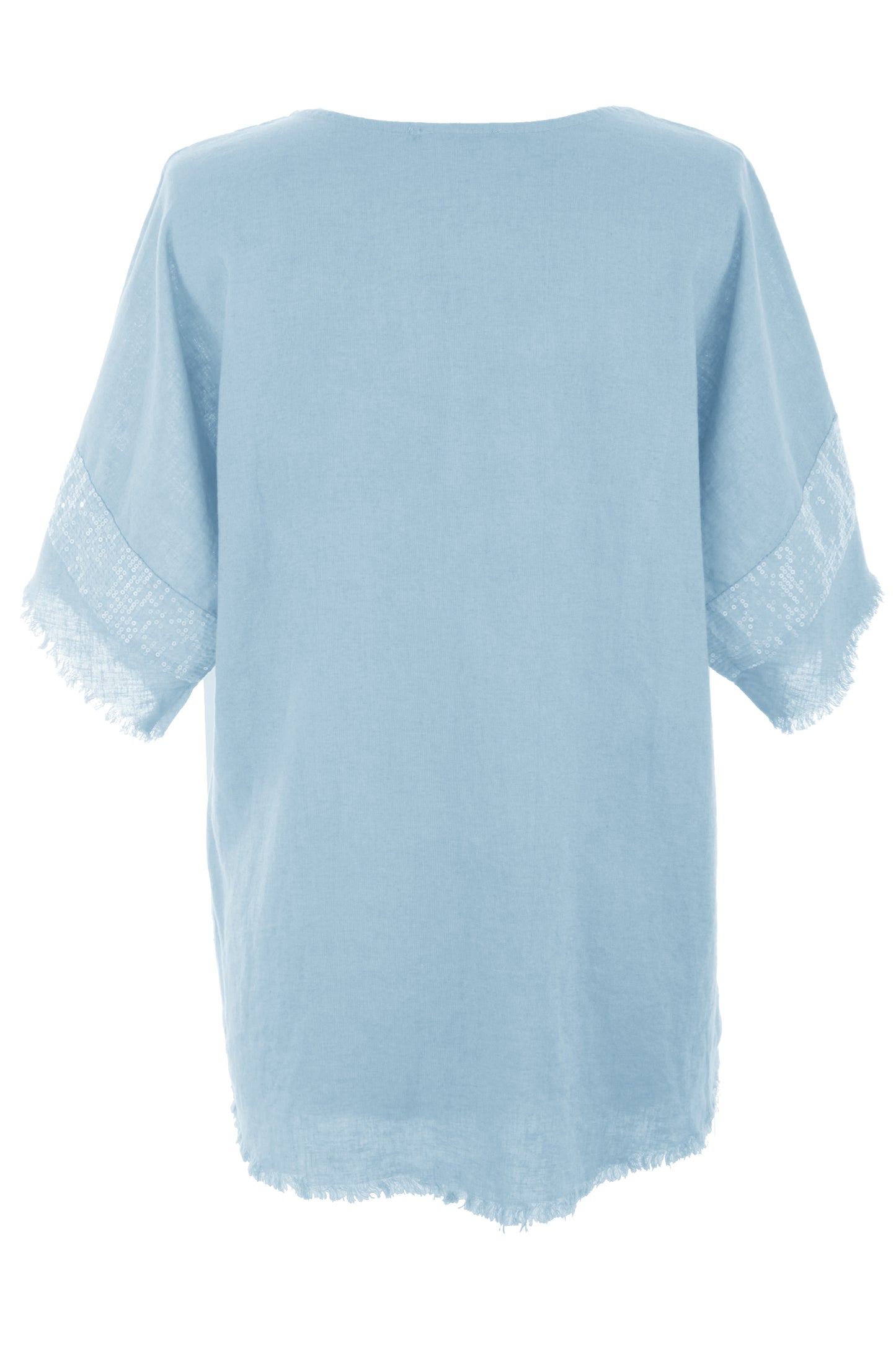 Sequin Trim Linen Top