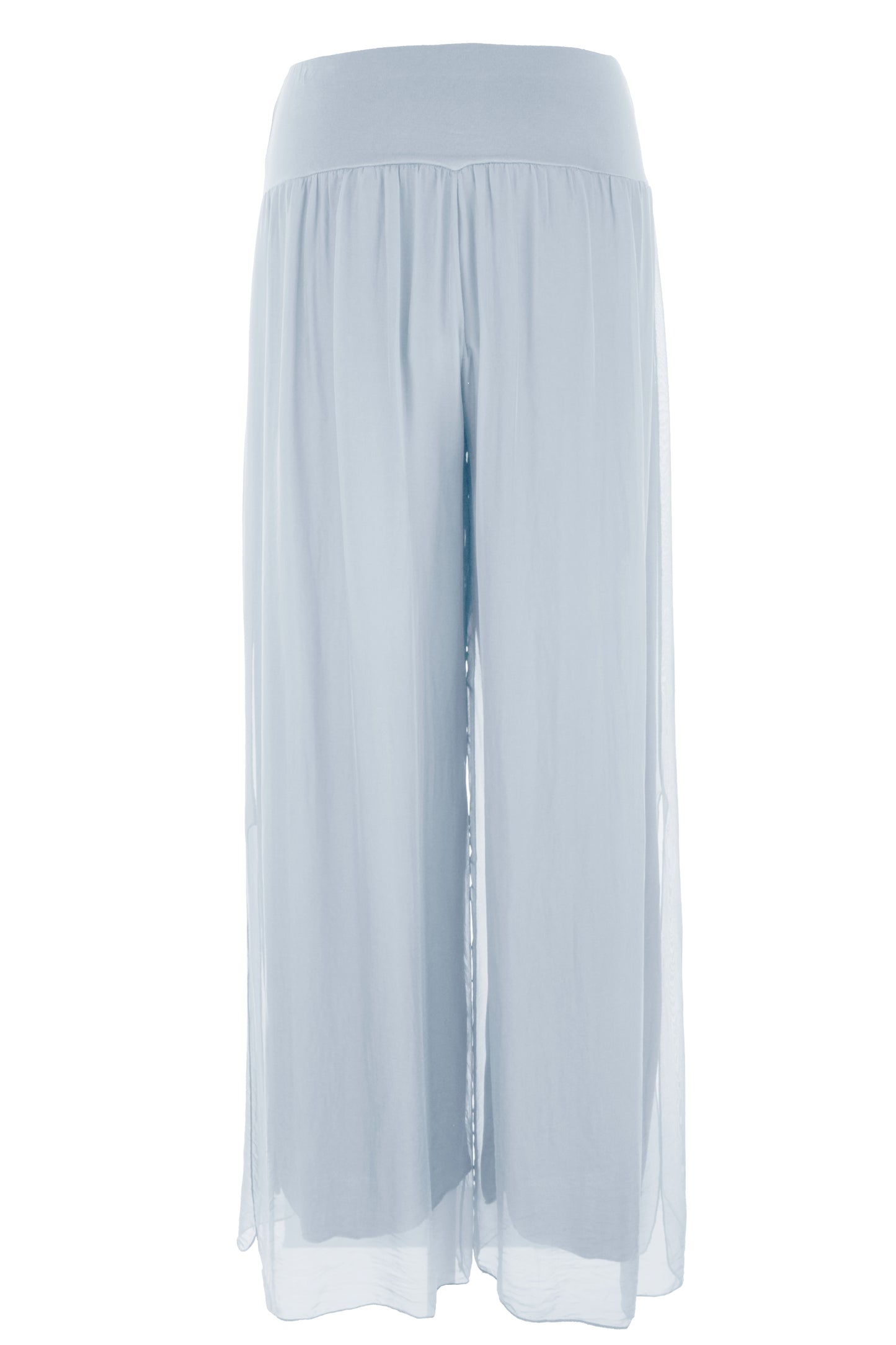 Side Slit Wide Leg Silk Trouser