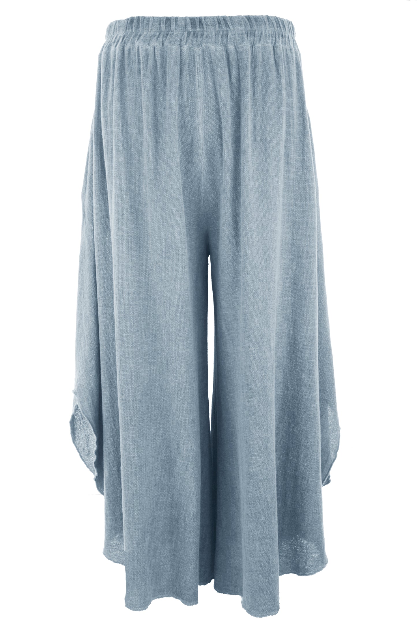 Side Slit Wide Leg Teabag Linen Trouser