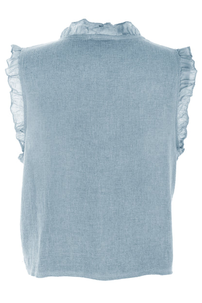 Sleeveless Frill Trim Teabag Top