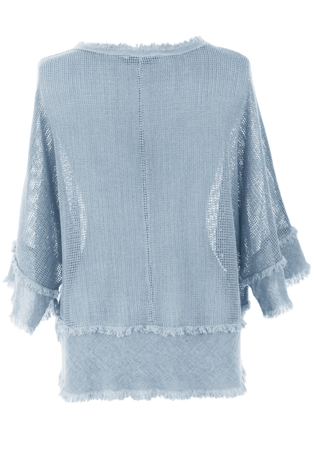 Frayed Trim Linen Mesh Top