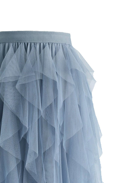 Ruffle Tulle Midi Skirt