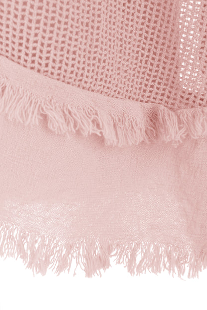 Frayed Trim Mesh Top with Vest