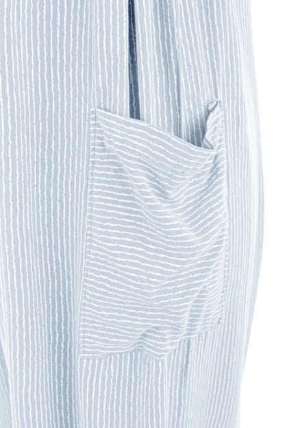 Button Detail Stripe Jumpsuit