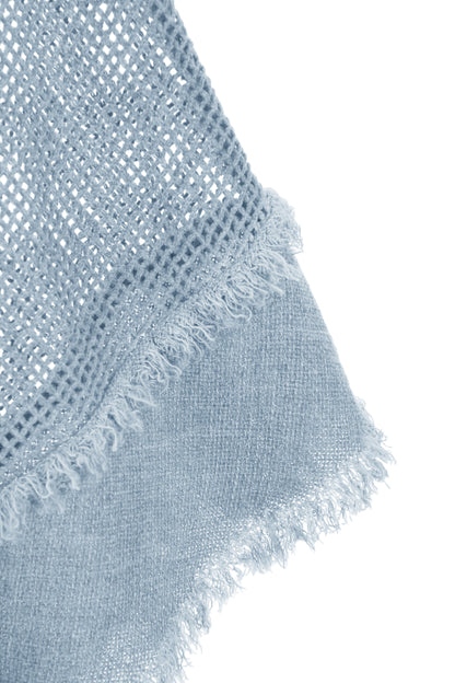 Frayed Trim Linen Mesh Top