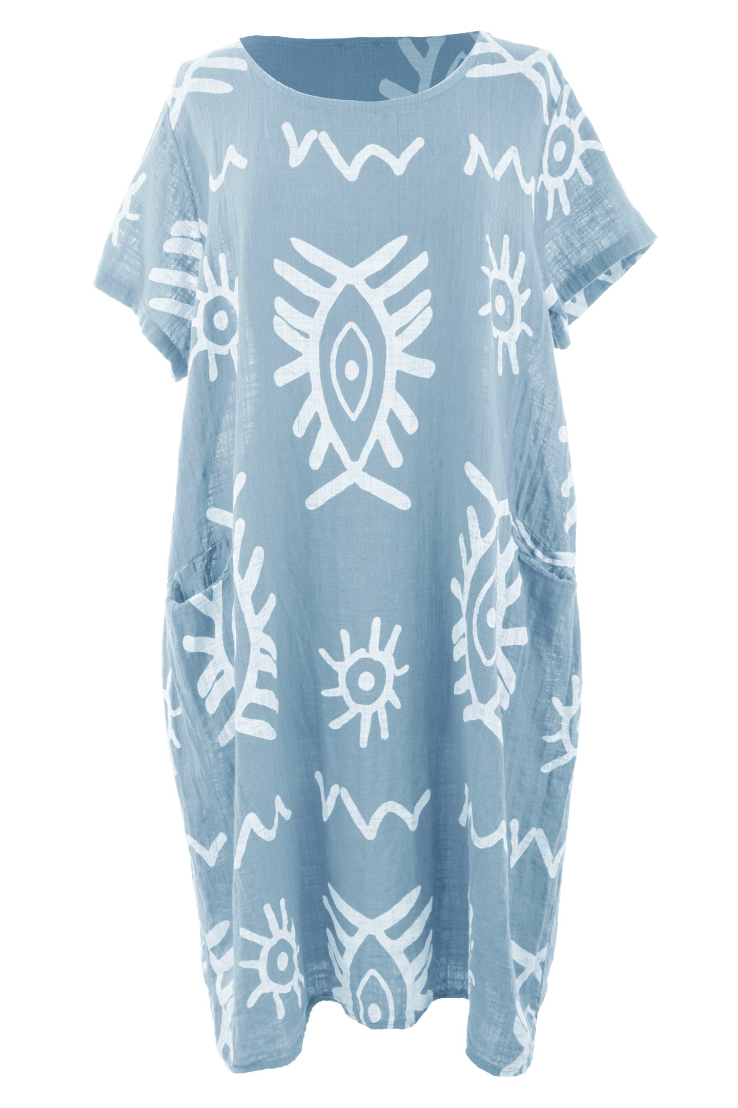 2 Pocket Abstract Print Dress