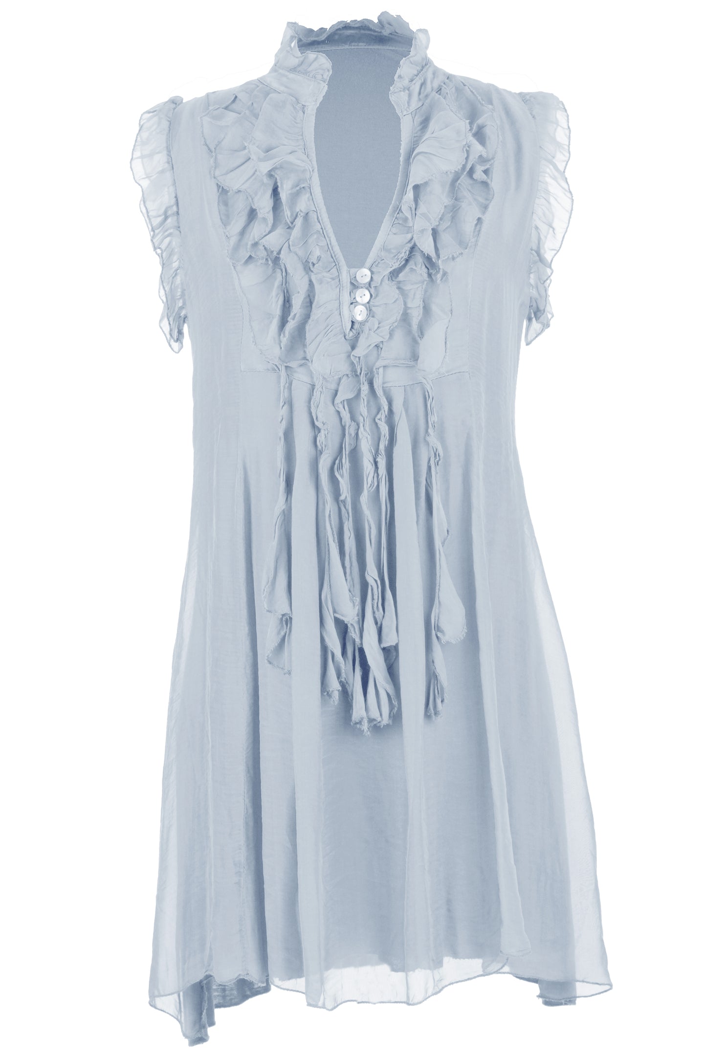 Sleeveless Frill Tassel Silk Tunic