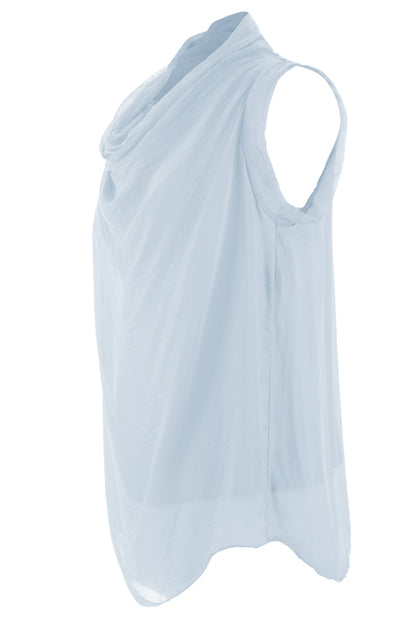 Sleeveless Cowl Neck Silk Top