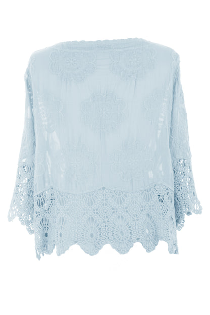 Crochet Trim Cotton Shirt
