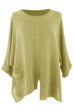 Load image into Gallery viewer, V Cutout Hem Linen Teabag Top

