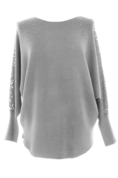 Pearl Diamante Sleeve Jumper