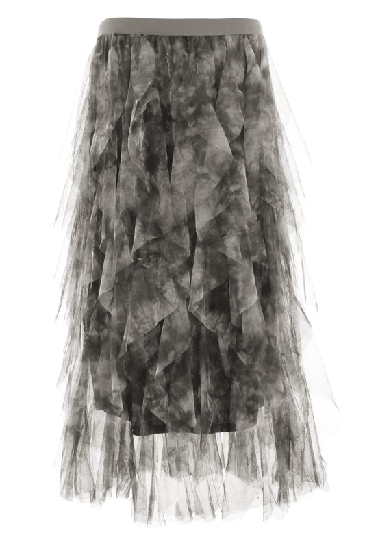 Abstract Print Ruffle Tulle Skirt