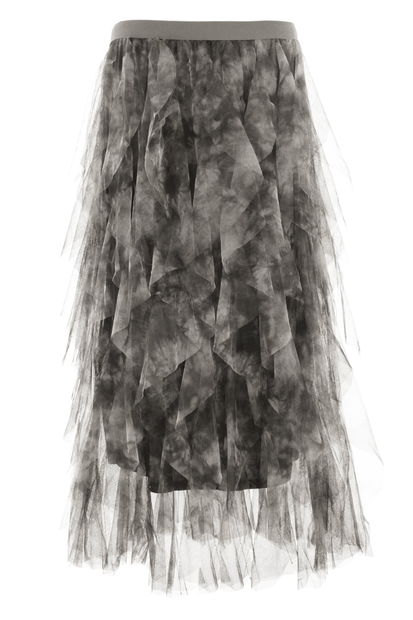 Abstract Print Ruffle Tulle Skirt