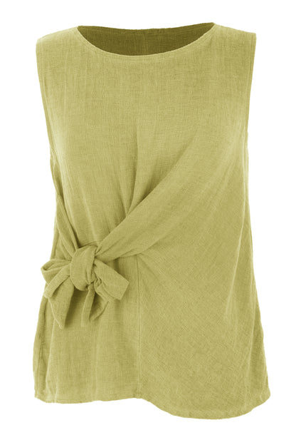 Side Tie Teabag Linen Top