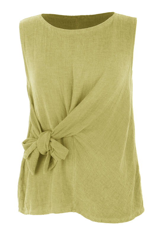 Side Tie Hopsack Linen Top