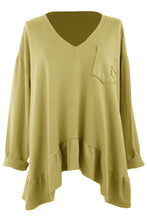 Load image into Gallery viewer, V Neck Frill Hem Jersey Top
