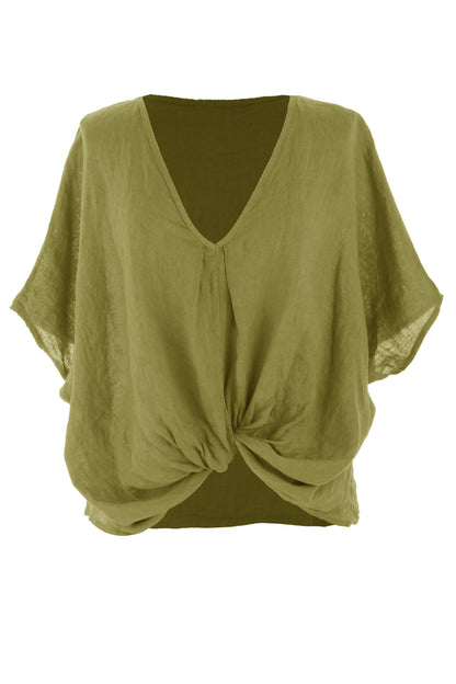 Twist Hem Linen Top