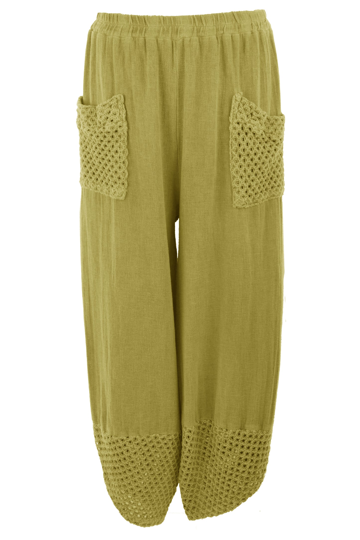 2 Crochet Pocket Barrel Leg Teabag Trouser