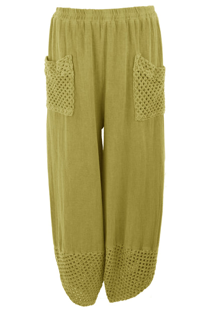2 Crochet Pocket Barrel Leg Teabag Trouser