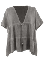 Load image into Gallery viewer, Button Tiered Linen Top
