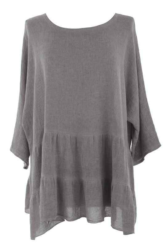 Tiered Hopsack Linen Top