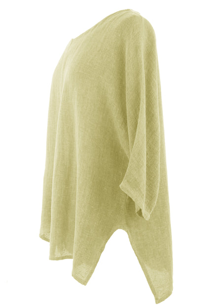 V Cutout Hem Linen Teabag Top