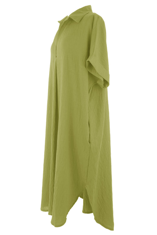 Plain Batwing Collar Midi