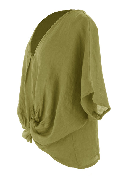 Twist Hem Linen Top