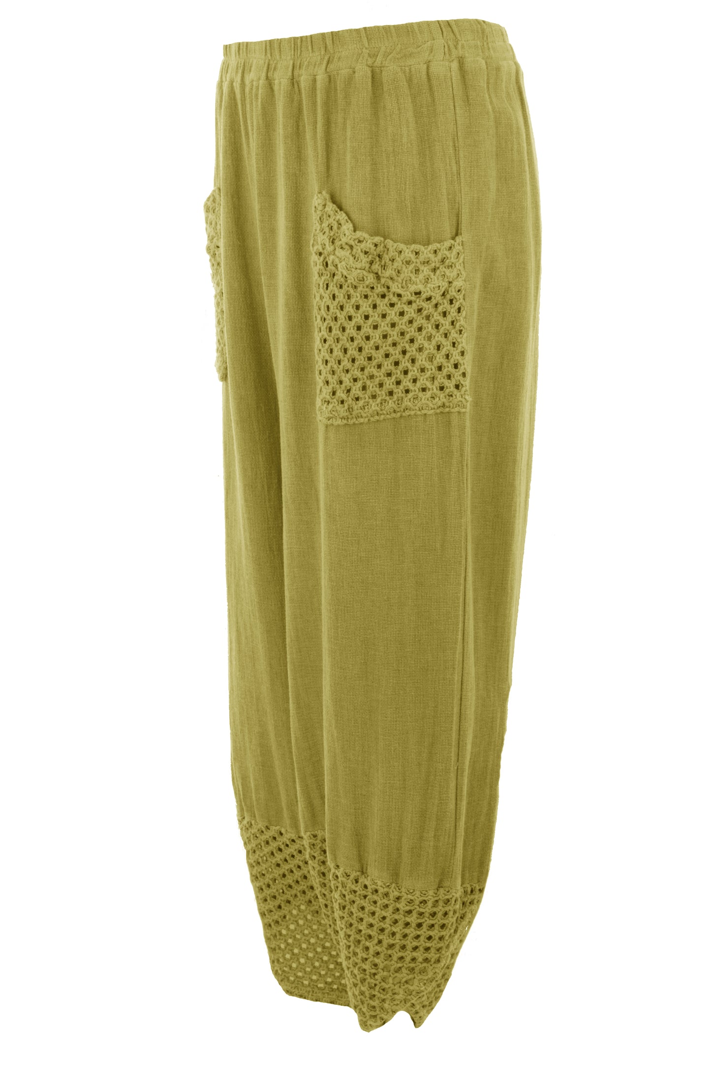 2 Crochet Pocket Barrel Leg Teabag Trouser
