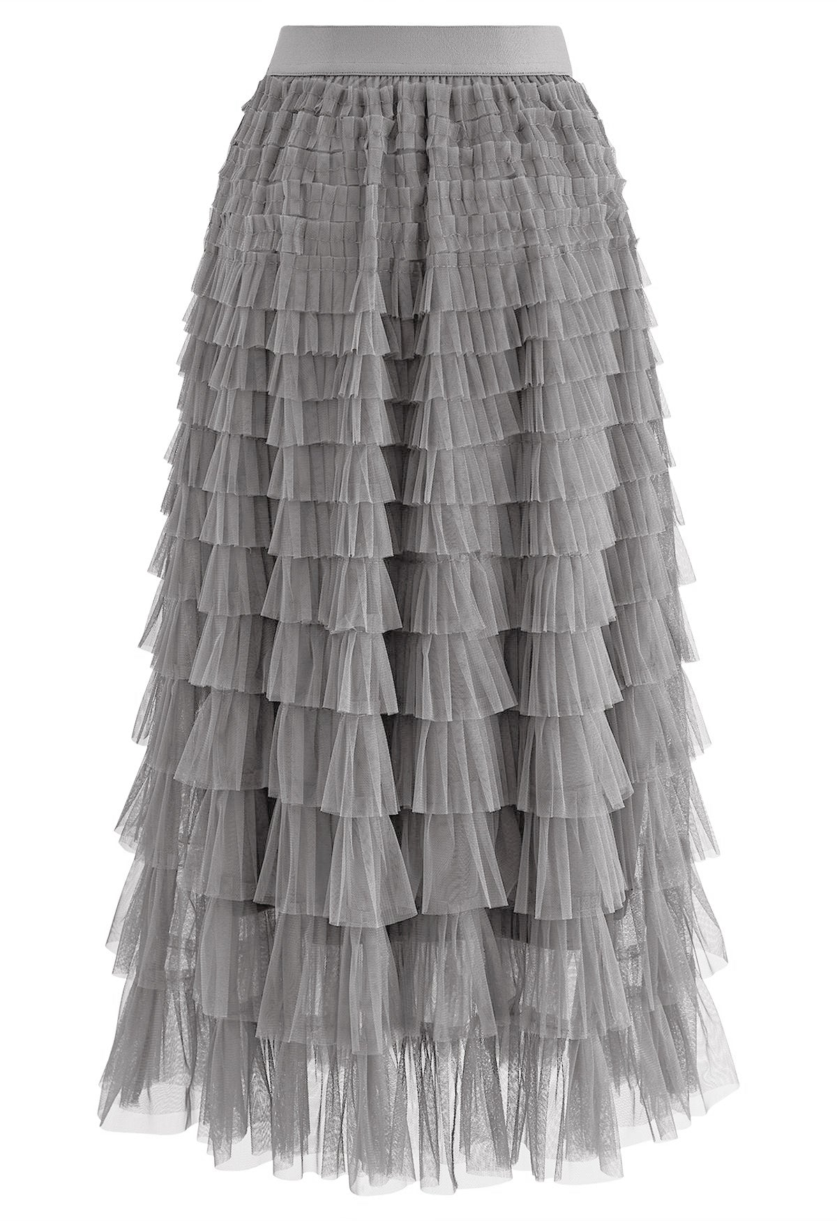Rara Pleated Tulle Midi Skirt