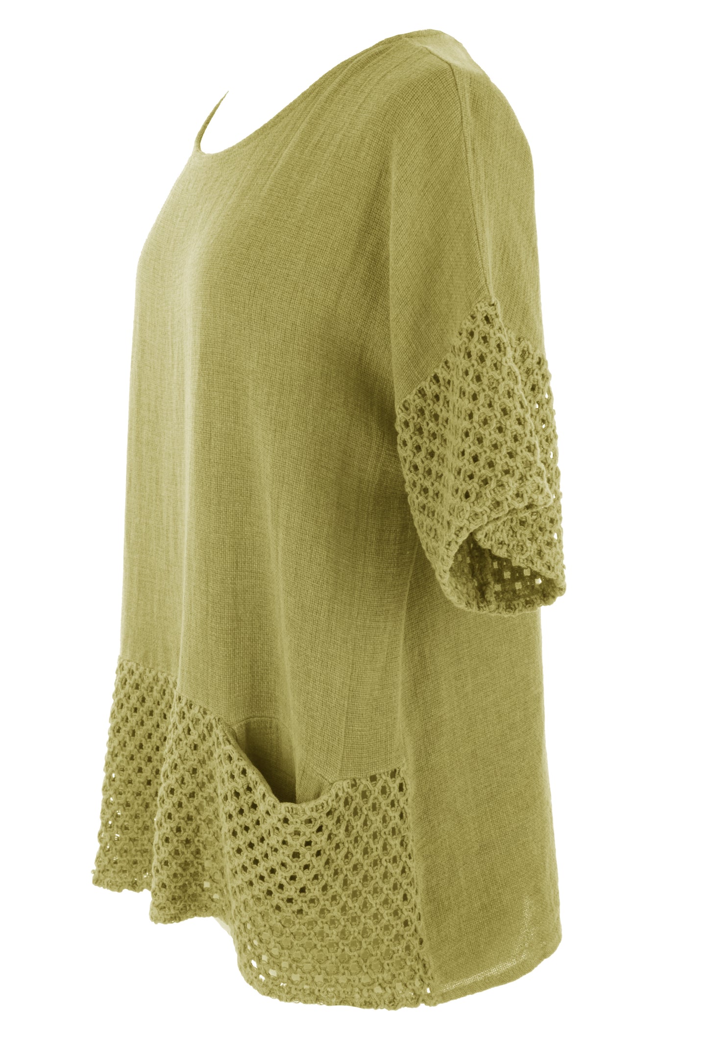 2 Pocket Crochet Detail Teabag Top