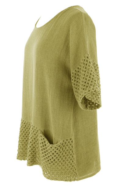 2 Pocket Crochet Detail Teabag Top
