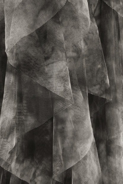 Abstract Print Ruffle Tulle Skirt