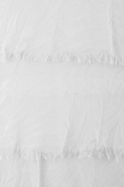 Sleeveless Frayed Detail Silk Midi