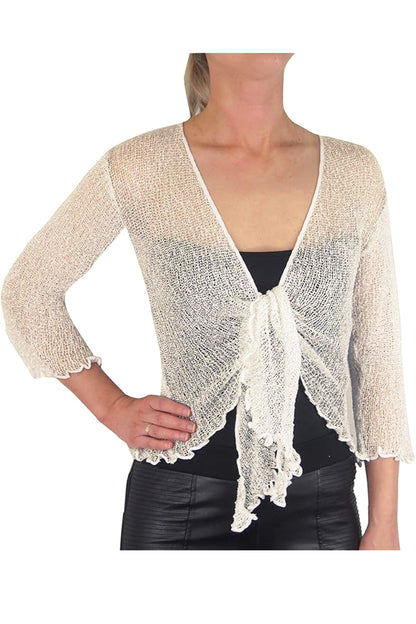 Tie Front Mesh Shrug
