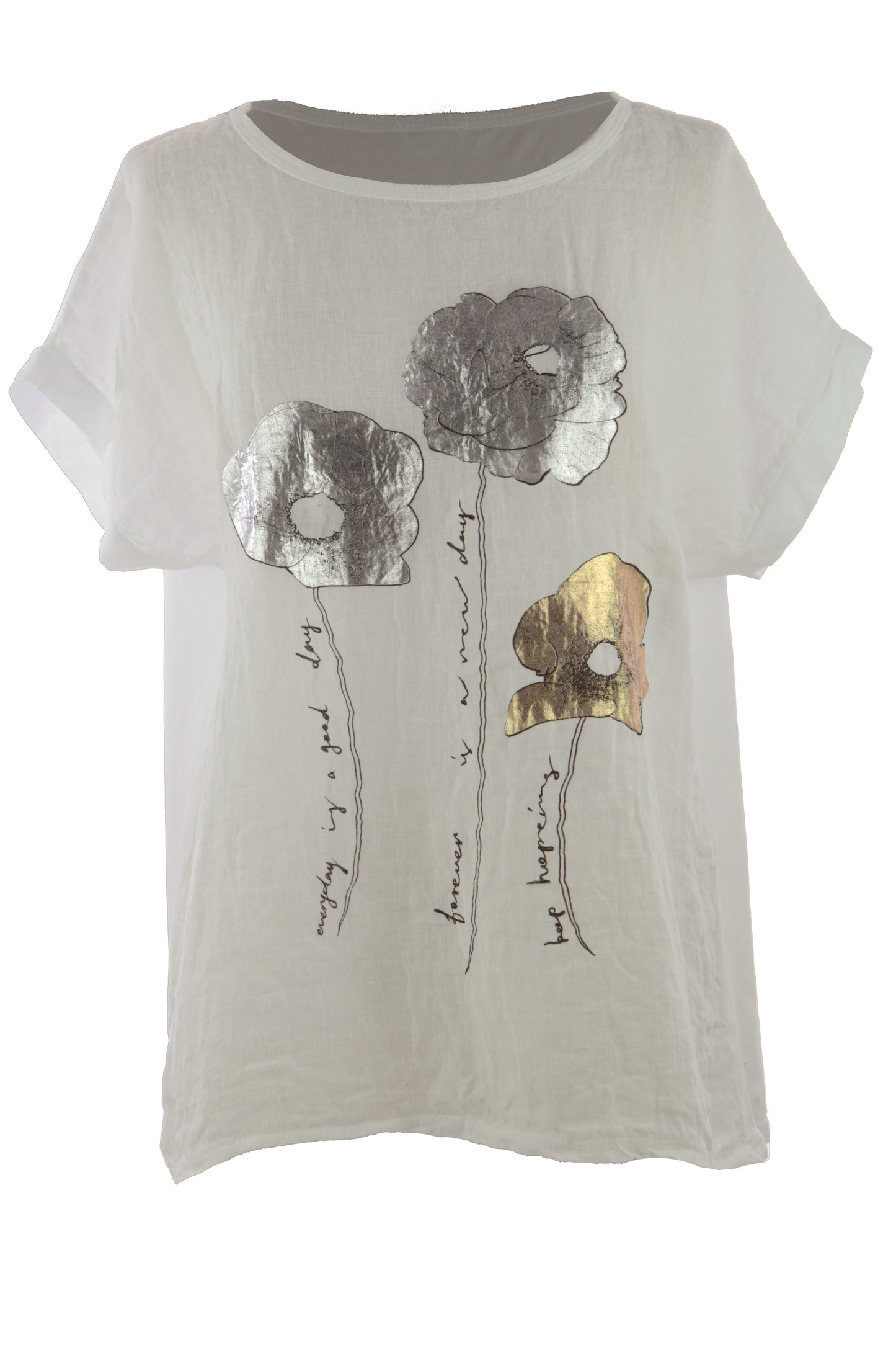 Foil Flower Linen Top
