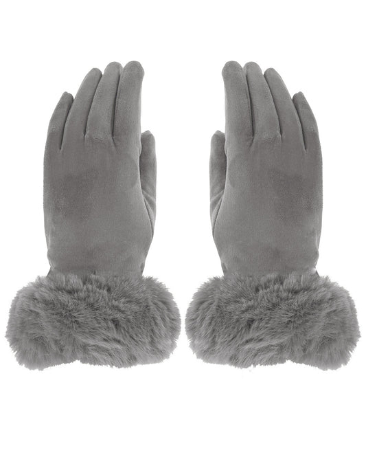 Faux Fur Cuff Suede Gloves
