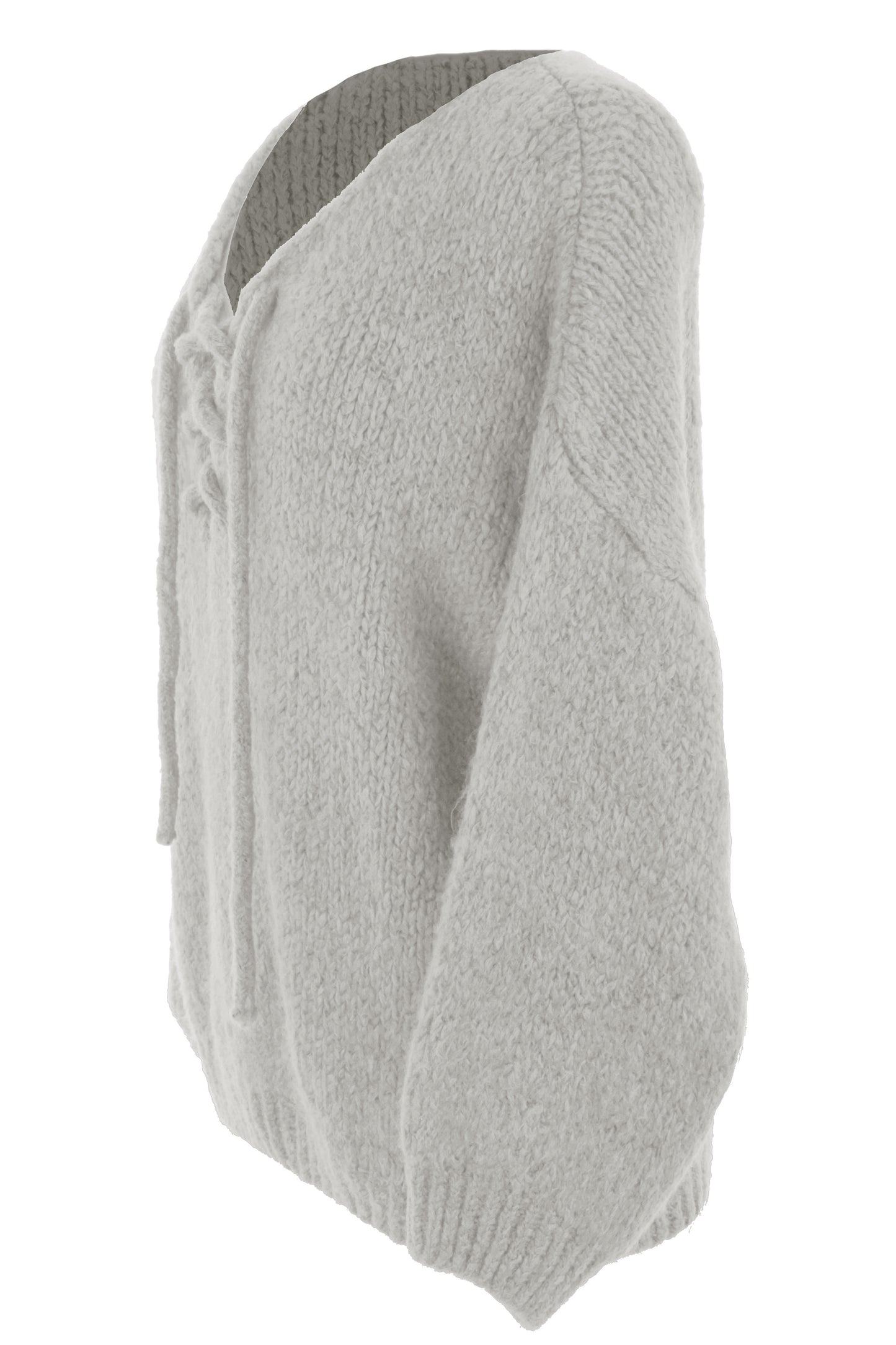 Lace Up Neck Wool Knit Jumper