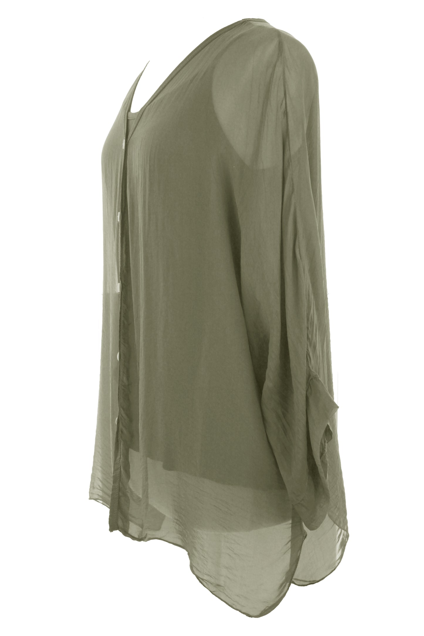 V Neck Silk Shirt with Vest