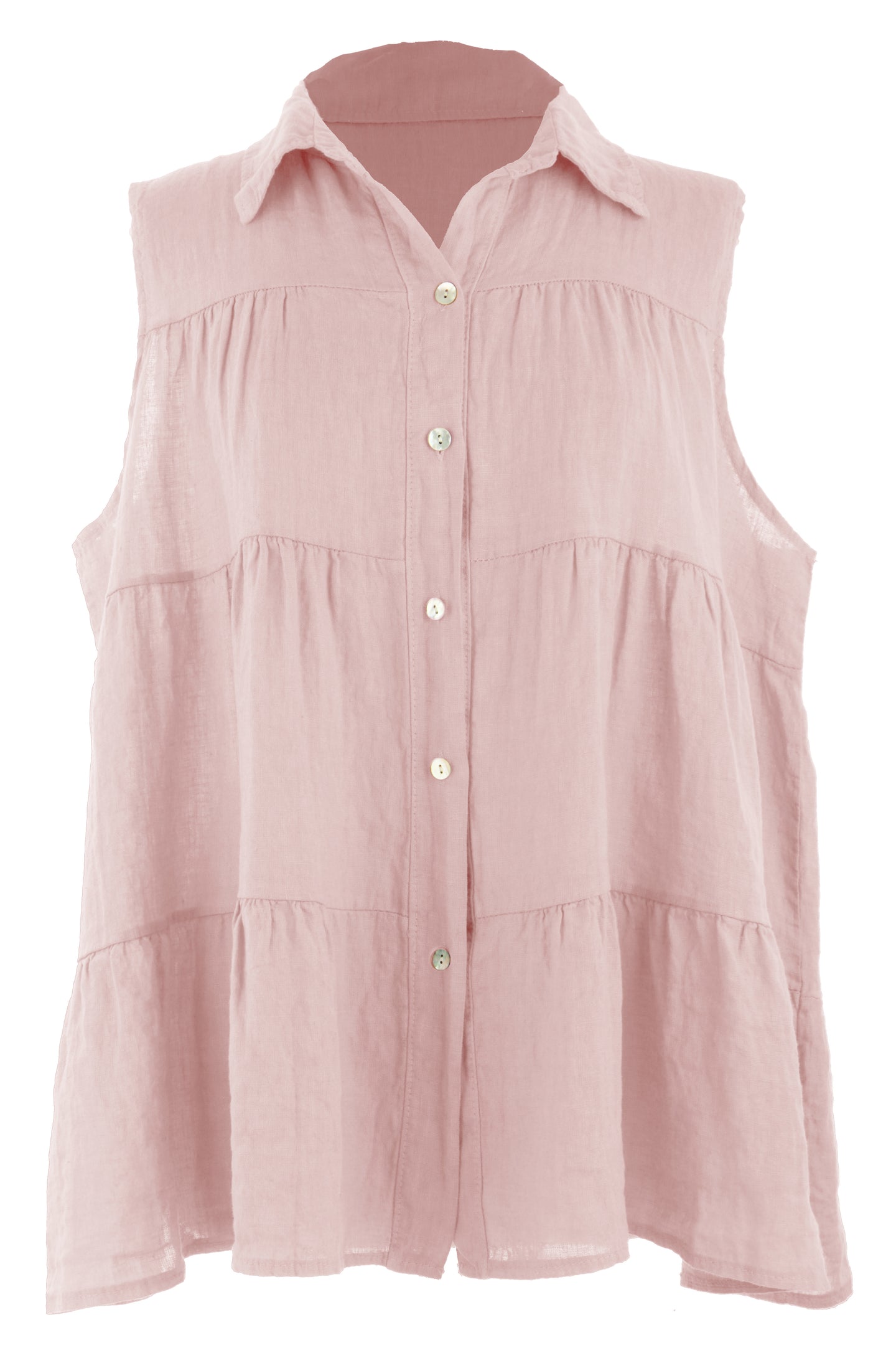 Sleeveless Tiered Linen Top