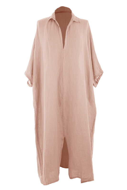 Batwing Collar Tulip Linen Midi