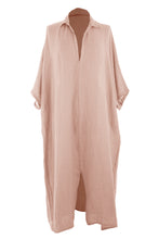 Load image into Gallery viewer, Batwing Collar Tulip Linen Midi
