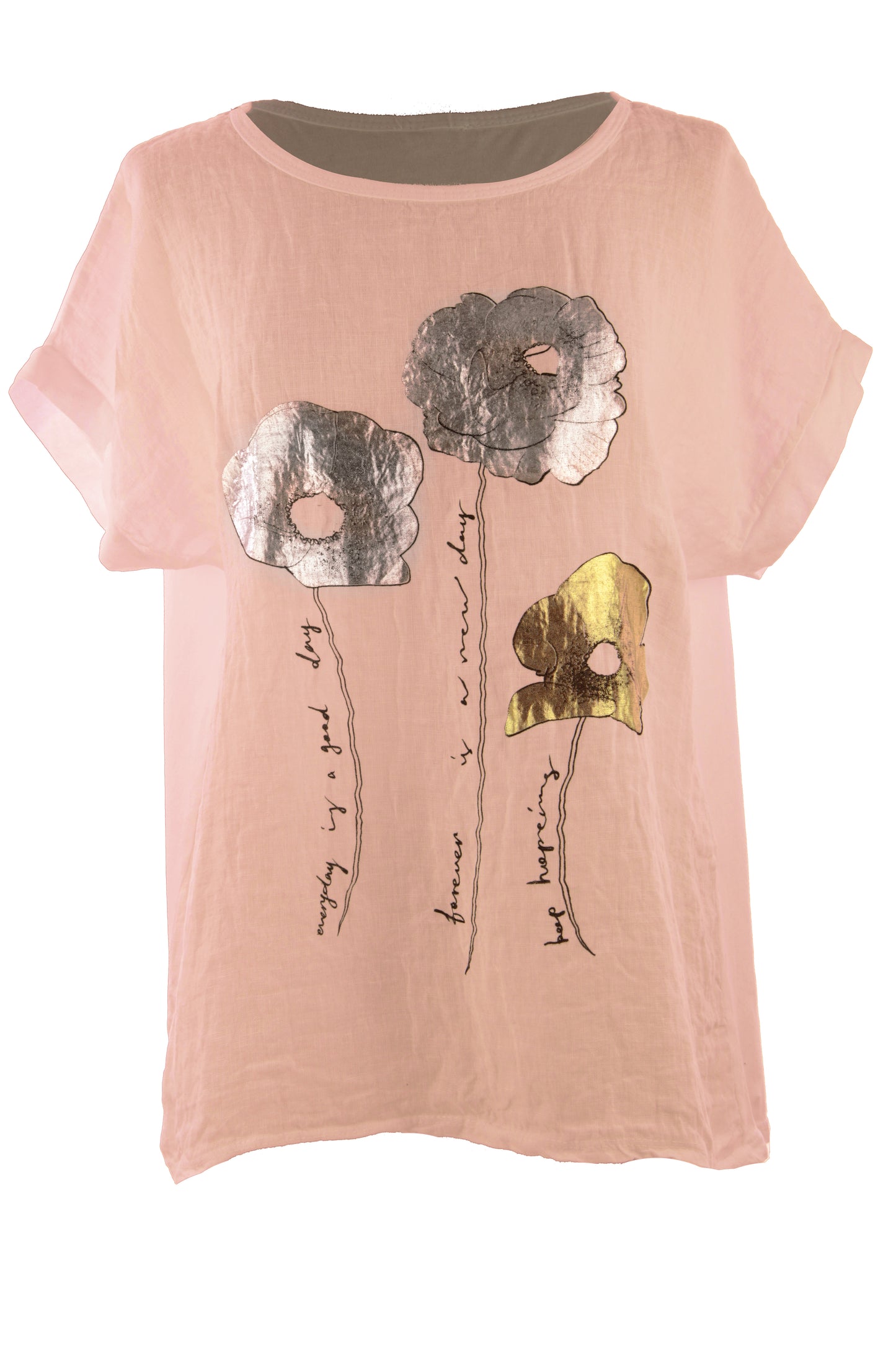 Foil Flower Linen Top