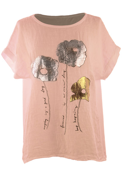 Foil Flower Linen Top