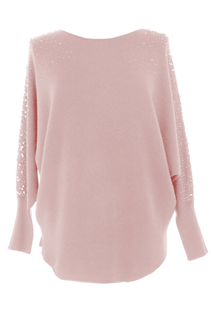 Pearl Diamante Sleeve Jumper