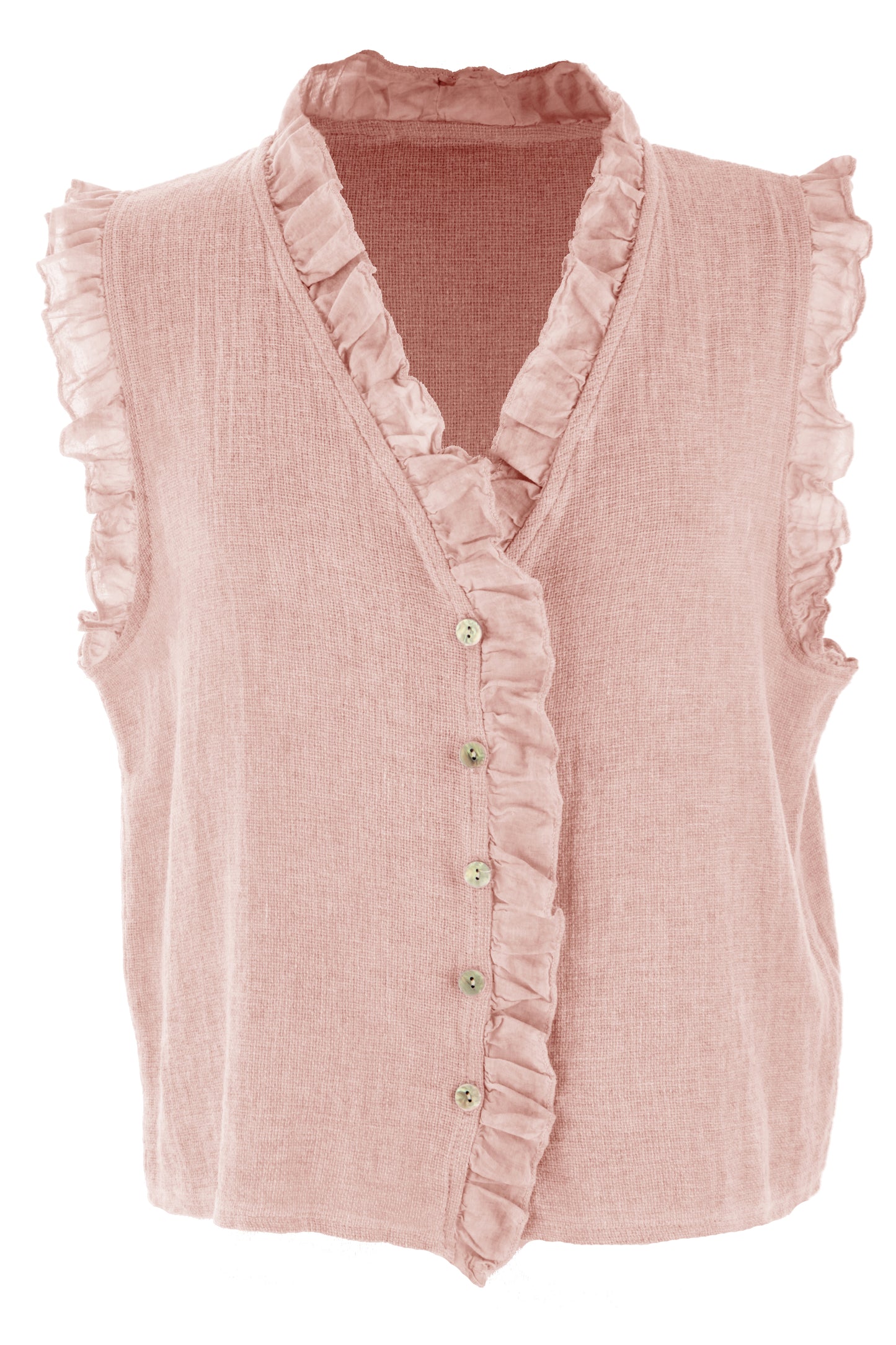 Sleeveless Frill Trim Teabag Top