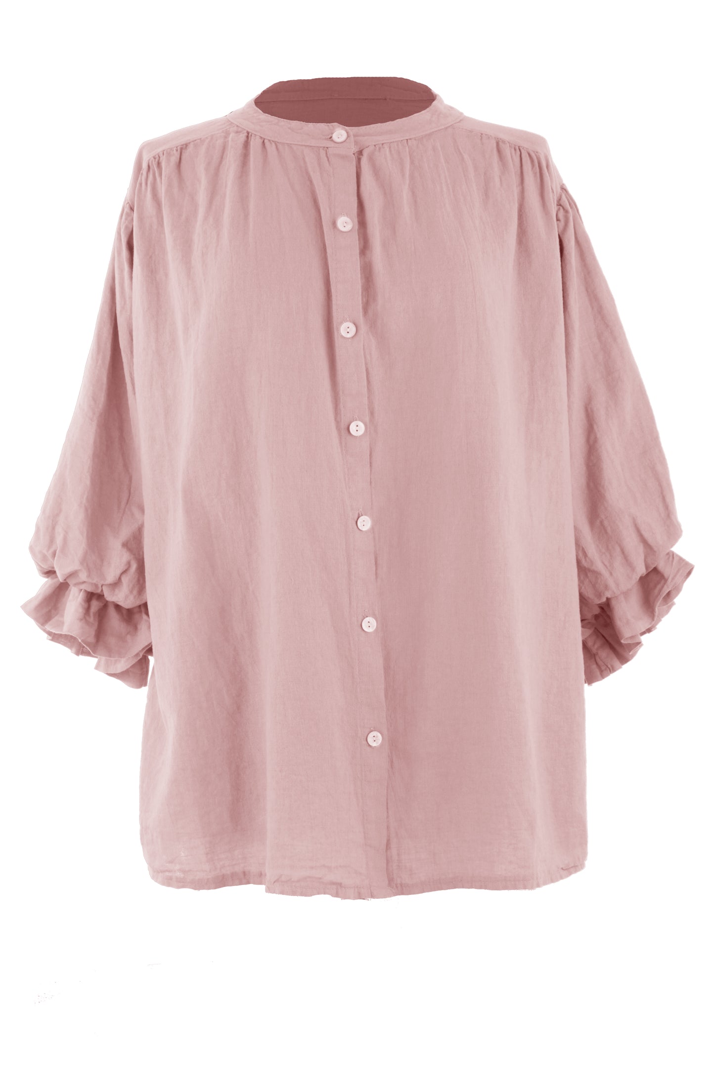 3/4 Balloon Sleeve Linen Shirt
